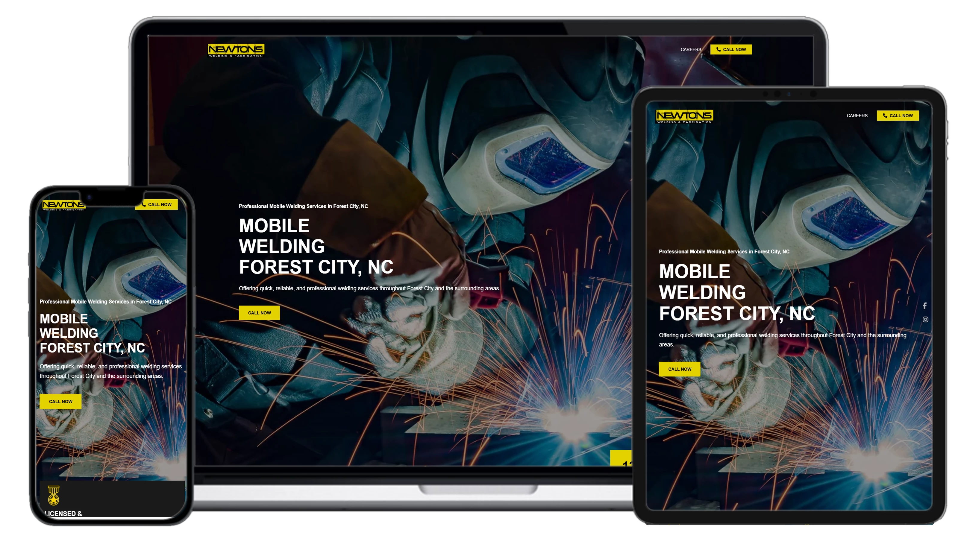 Newton's Welding website mockup